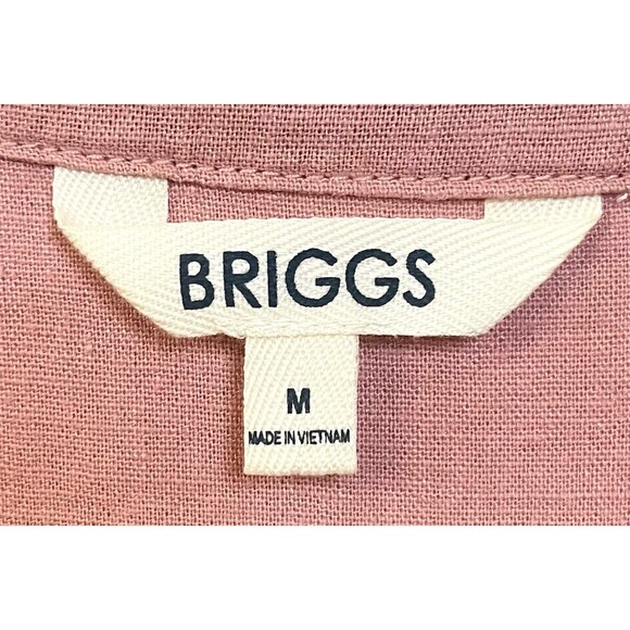 Women’s Linen Blend Midi Shift Dress M Pink V-Neck Pockets Spring Summer Beach - Picture 9 of 10